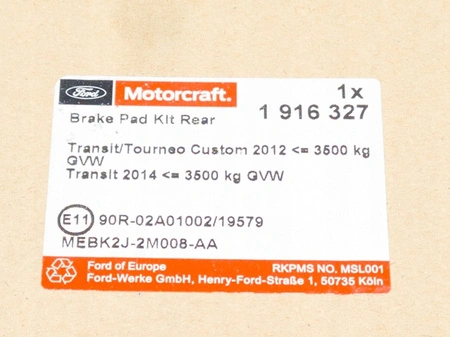 Plăcuțe de frână spate FORD TRANSIT / CUSTOM 1916327